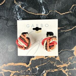 Garbo Vintage Beaded Knot Clip On Earrings Red Black